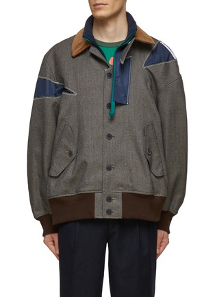 Main View - Click To Enlarge - KOLOR - CONTRAST COLLAR WOOL HYBRID JACKET