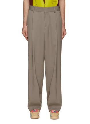 Main View - Click To Enlarge - KOLOR - SINGLE PLEATED HIGH WAISTED STRAIGHT LEG LOOSE FULL LENGTH TROUSERS