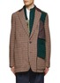 Main View - Click To Enlarge - KOLOR - CABLE KNIT CARDIGAN PATCH HOUNDSTOOTH WOOL BLAZER