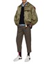 Figure View - Click To Enlarge - KOLOR - SINGLE PLEATED CONTRASTING PATCH TAILORED TAPERED WOOL BLEND TROUSERS