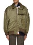 Main View - Click To Enlarge - KOLOR - DOUBLE LAYERED HEMS EXPOSED PADDING CHEST DETAIL BOMBER JACKET