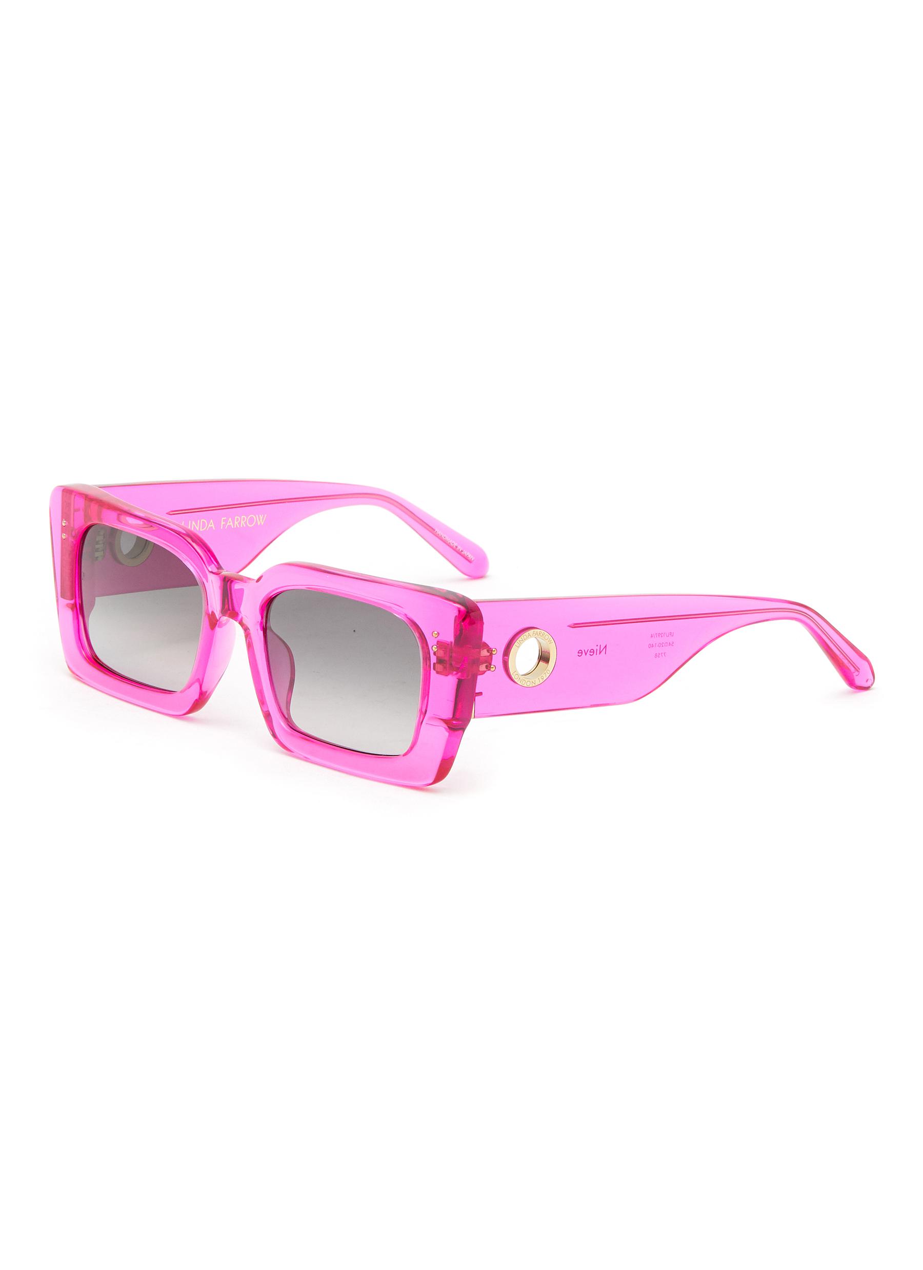 LINDA FARROW 'Nieve' Thick Acetate Frame Rectangular Sunglasses