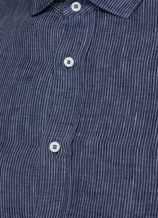 - BRUNELLO CUCINELLI - Spread Collar Pinstriped Linen Leisure Shirt