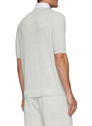 Back View - Click To Enlarge - BRUNELLO CUCINELLI - Contrasting Collar Ribbed Cotton Knit Polo Shirt
