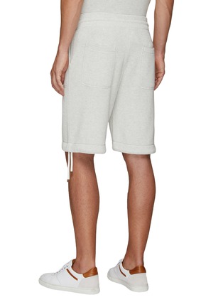 Back View - Click To Enlarge - BRUNELLO CUCINELLI - Ribbed Cotton Knit Drawstring Shorts