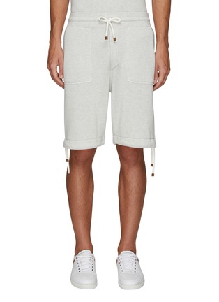 Main View - Click To Enlarge - BRUNELLO CUCINELLI - Ribbed Cotton Knit Drawstring Shorts