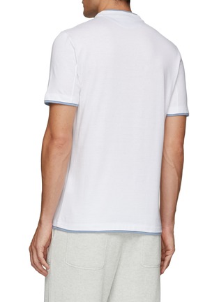 Back View - Click To Enlarge - BRUNELLO CUCINELLI - Double Layered Cotton Linen Blend Crewneck T-Shirt