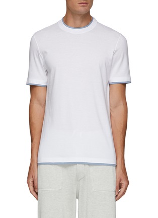 Main View - Click To Enlarge - BRUNELLO CUCINELLI - Double Layered Cotton Linen Blend Crewneck T-Shirt