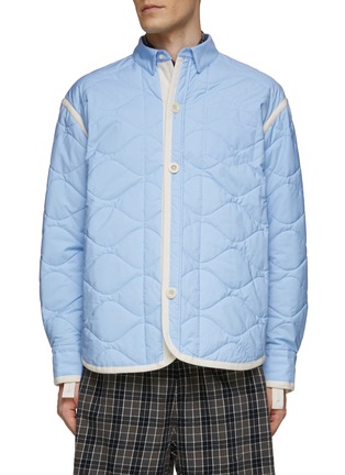 Main View - Click To Enlarge - SACAI - QUILTED CONSTRAST PIPING COTTON BLEND SHIRT