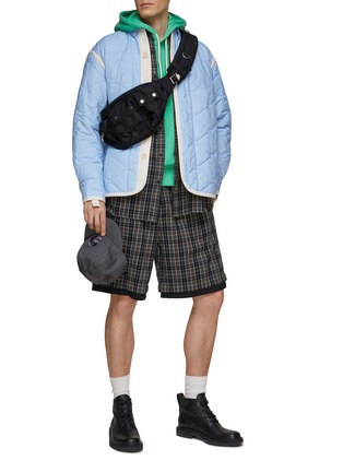 Figure View - Click To Enlarge - SACAI - QUILTED CONSTRAST PIPING COTTON BLEND SHIRT