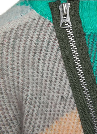 Detail View - Click To Enlarge - SACAI - PLAID SIZE ZIP MOHAIR WOOL JUMPER
