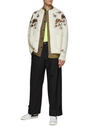 Figure View - Click To Enlarge - SACAI - FLOWER EMBROIDERY ZIP UP MOHAIR WOOL CARDIGAN