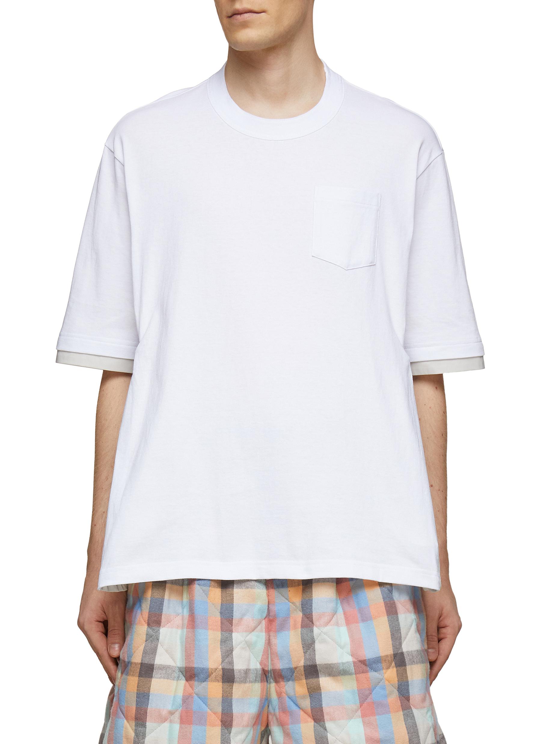 Windbreaker Panel Cotton Pocket T-Shirt