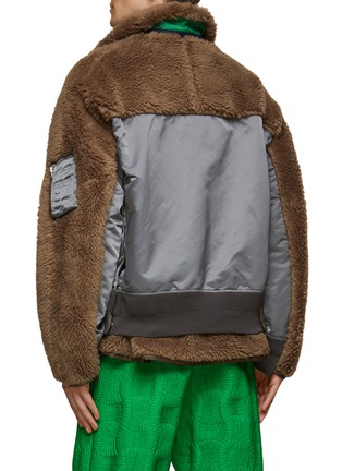 Back View - Click To Enlarge - SACAI - FAUX SHEARLING PANEL FRONT ZIP NYLON TWILL JACKET