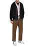 Figure View - Click To Enlarge - SACAI - CONTRAST WAISTBAND STRAIGHT LEG TROUSERS