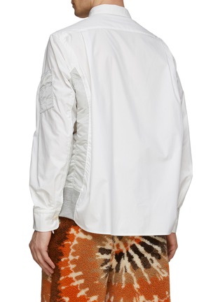 Back View - Click To Enlarge - SACAI - Nylon Underarm Panel Cotton Blend Button Up Shirt