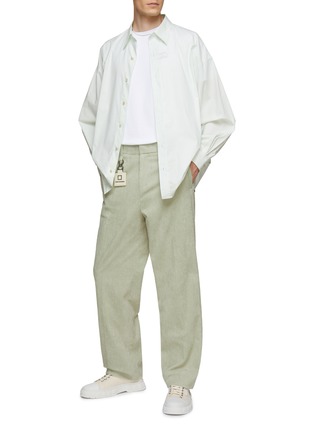 Figure View - Click To Enlarge - WOOYOUNGMI - Branded Square Tag Corduroy Straight-Legged Pants