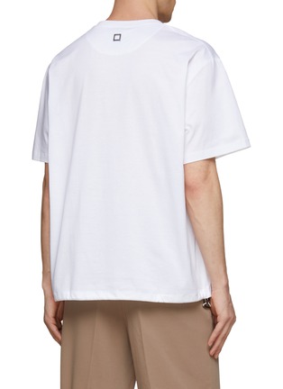 Back View - Click To Enlarge - WOOYOUNGMI - Metallic Square Logo Adjustable Elastic Hem Cotton Crewneck T-Shirt