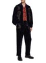 Figure View - Click To Enlarge - TOGA VIRILIS - MID RISE ELASTICATED WAISTBAND EMBROIDERED VELVET PANTS