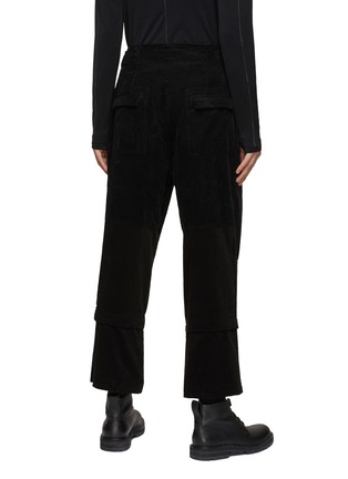Back View - Click To Enlarge - THE VIRIDI-ANNE - Belted Detachable Wide Cuff Patched Corduroy Pants
