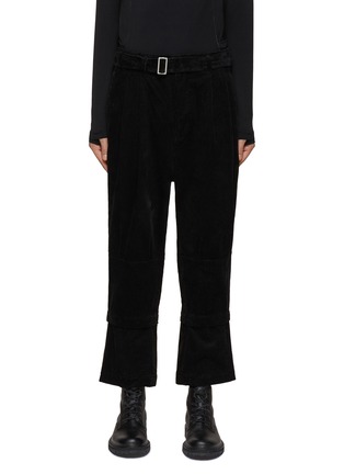 Main View - Click To Enlarge - THE VIRIDI-ANNE - Belted Detachable Wide Cuff Patched Corduroy Pants