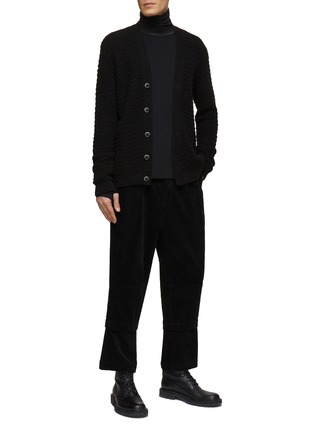 Figure View - Click To Enlarge - THE VIRIDI-ANNE - Belted Detachable Wide Cuff Patched Corduroy Pants