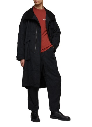Figure View - Click To Enlarge - THE VIRIDI-ANNE - SINGLE BREASTED STAND COLLAR WOOL LINEN TWILL PARKA