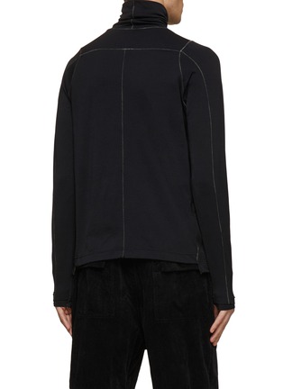 Back View - Click To Enlarge - THE VIRIDI-ANNE - Contrasting Stitching Long-Sleeved Turtleneck Top