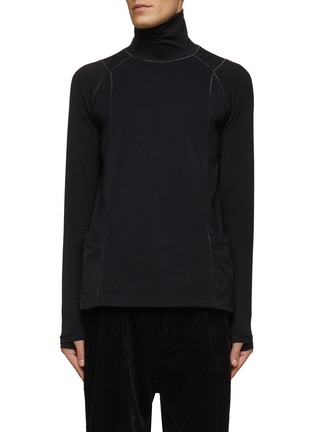 Main View - Click To Enlarge - THE VIRIDI-ANNE - Contrasting Stitching Long-Sleeved Turtleneck Top