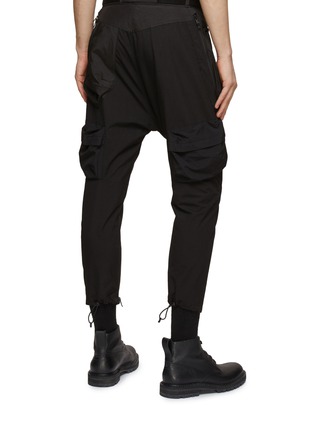 Back View - Click To Enlarge - THE VIRIDI-ANNE - Belted Water Repellent Nylon Diagonal Zip Drawstring Cuff Pants