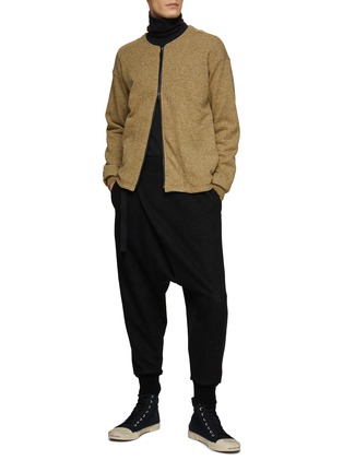 Figure View - Click To Enlarge - THE VIRIDI-ANNE - BELTED WOOL COTTON BLEND DROP CROTCH SWEATPANTS