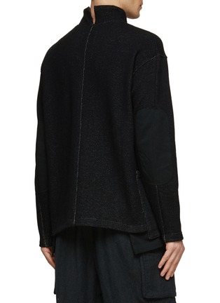 Back View - Click To Enlarge - THE VIRIDI-ANNE - HIGH NECK ELBOW PATCH COTTON WOOL BLEND PULLOVER SWEATSHIRT