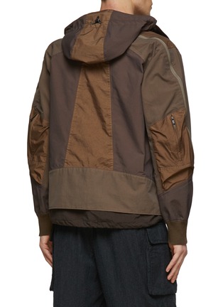Back View - Click To Enlarge - THE VIRIDI-ANNE - Detachable Hood Water Repellent Nylon Asymmetric Jacket