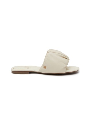 Main View - Click To Enlarge - SAM EDELMAN - ‘BRIAR MINI’ SCRUNCHIE BAND TODDLERS KIDS LEATHER FLAT SLIDES