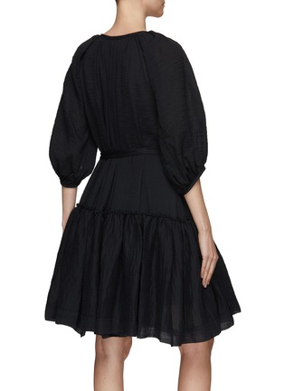 Back View - Click To Enlarge - 3.1 PHILLIP LIM - Puffed Sleeve Plisse Voile Wrap Dress