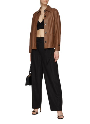 Figure View - Click To Enlarge - VINCE - Tied Front Wide Leg Pants