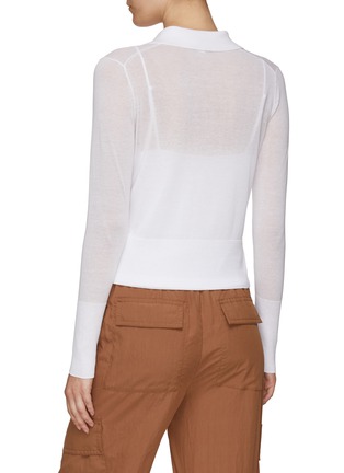Back View - Click To Enlarge - VINCE - Wing Collar See-Through Cotton Knit Shirt