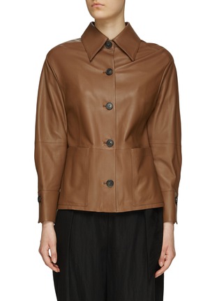Main View - Click To Enlarge - VINCE - Sculpted Lamb Leather Shirt Jacket