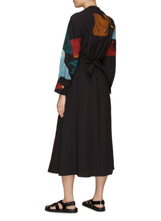 Back View - Click To Enlarge - VINCE - Abstract Painting Twist Front Long-Sleeved Dress
