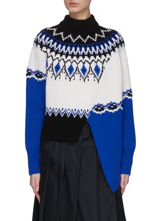 Main View - Click To Enlarge - ALEXANDER MCQUEEN - LONG SLEEVE HIGH NECK DECONSTRUCTED SWEATER