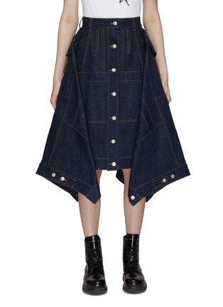 Main View - Click To Enlarge - ALEXANDER MCQUEEN - BUTTON UP FLARED DENIM SKIRT