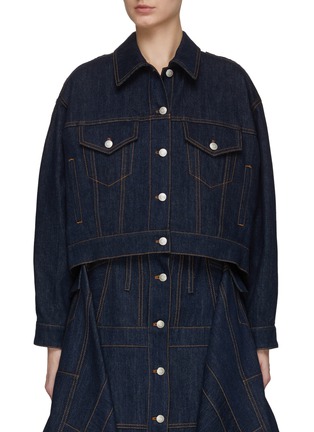 Main View - Click To Enlarge - ALEXANDER MCQUEEN - LONG SLEEVE HYBRID KNITTED PANEL DENIM JACKET
