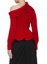 Back View - Click To Enlarge - ALEXANDER MCQUEEN - ASYMMETRIC SHOULDER RUFFLE HEM KNITTED SWEATER