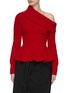 Main View - Click To Enlarge - ALEXANDER MCQUEEN - ASYMMETRIC SHOULDER RUFFLE HEM KNITTED SWEATER