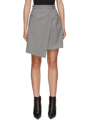 Main View - Click To Enlarge - ALEXANDER MCQUEEN - Wrap Front Houndstooth Wool Mini Skirt