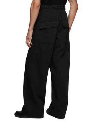 Back View - Click To Enlarge - DRIES VAN NOTEN - ‘PERRY’ DRAWSTRING WAIST FLAP PATCH POCKET DETAIL STRAIGHT LEG PANTS