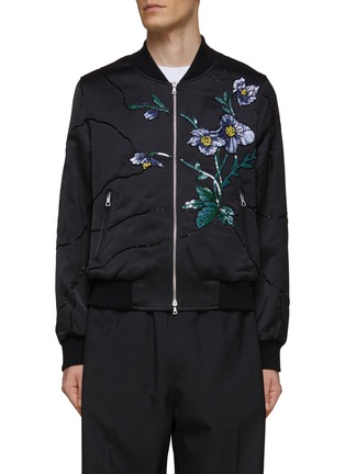 Main View - Click To Enlarge - DRIES VAN NOTEN - FLOWER BEADING EMBROIDERY BOMBER JACKET