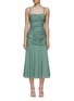 Main View - Click To Enlarge - PEONY - RUCHED DETAIL FLOWER MOTIF MIDI DRESS