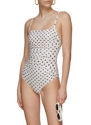 Figure View - Click To Enlarge - PEONY - POLKA DOT RUCHED DETAIL ONE PIECE SWIMSUIT