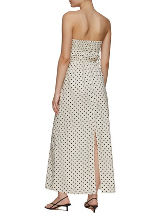 Back View - Click To Enlarge - PEONY - POLKA DOT RUCHED DETAIL STRAPLESS MAXI DRESS